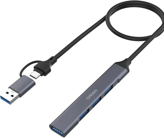 USB Hub, ONTEN USB C to USB Adapter, USB C to USB A Hub with 1.6ft Cable,4 Ports USB-C USB Hub 3.0/2.0, for MacBook Pro, iMac 2021, USB Splitter Aluminum Alloy, Color Gray