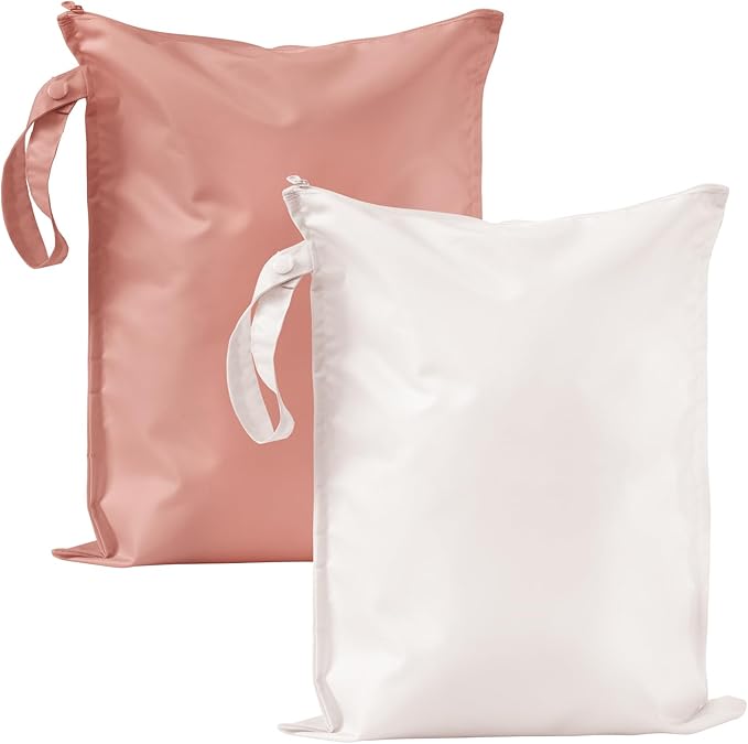 RelaxScene Wet Dry Bags Water Resistant - 2 Pack Reusable Waterproof Wet Dry Bag for Swimsuits & Baby Clothes - Leakproof Storage Pouch Bag for Travel & Baby Diaper - Travel Laundry Daycare Bags