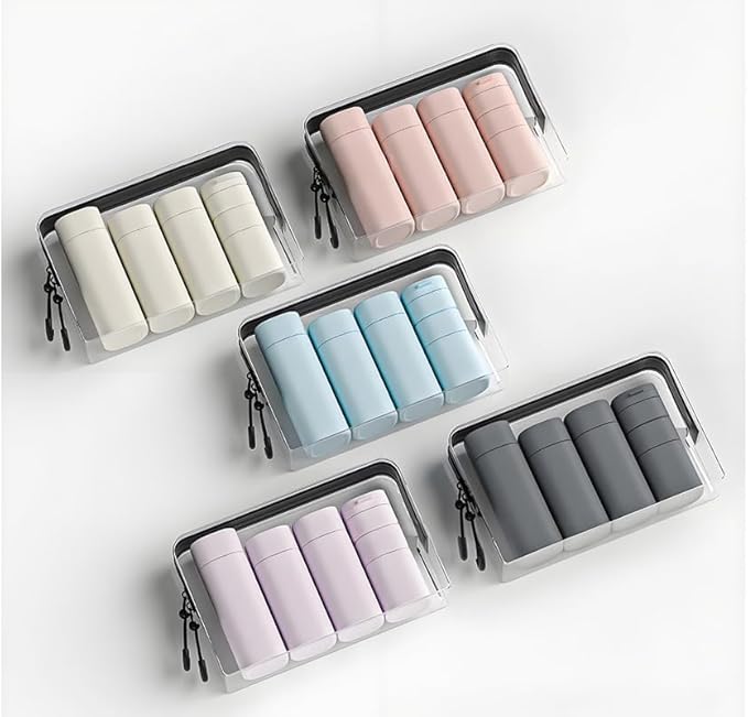 5 Pack Brief and Fashion Travel Bottles TSA Approved, BPA Free Travel Size Containers Refillable Squeeze Bottles for Cosmetic Shampoo Cream Conditioner … (Nordic bean purple)
