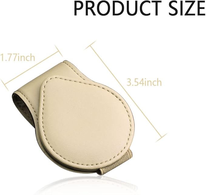OFBAND Magnetic Sunglass Holder for Car Visor,PU Leather Car Sunglass Holder Organizes Glasses Tickets Cards & Keeps Car Tidy,Universal Car Accessories Interior (Khaki)