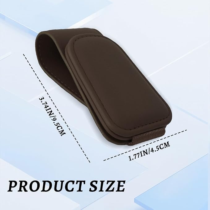 Sunglass Holder for Car, Car Sunglass Holder, Magnetic Leather Sunglasses Holder and Ticket Card Clip, Auto Multi-Functional Sun Visor Eyeglass Holders for SUV Pickup Truck (Brown)