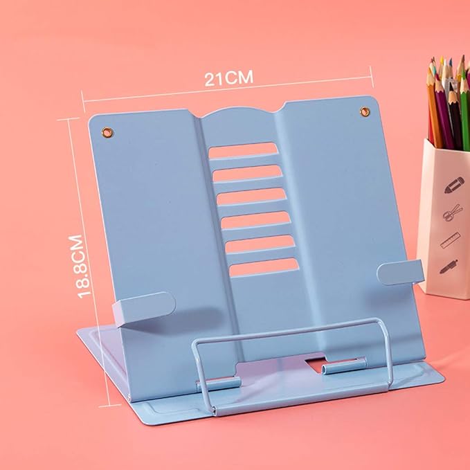 Metal Adjustable Book Stands, Adjustable Reading Stand Book Holder Stand Cookbook Reading Desk Portable Sturdy Bookstands - Music Books Textbooks Recipe, White