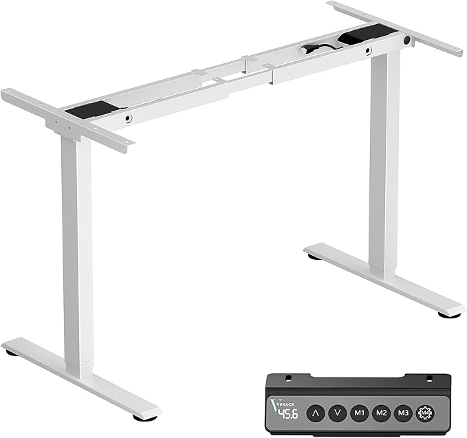 Dual Motor Standing Desk Frame, Height Adjustable Electric Desk Frame (27.5"??6.5"), 160 lbs Capacity, Quiet Sit Stand Desk with Memory Controller, Home Office Desk Frame White