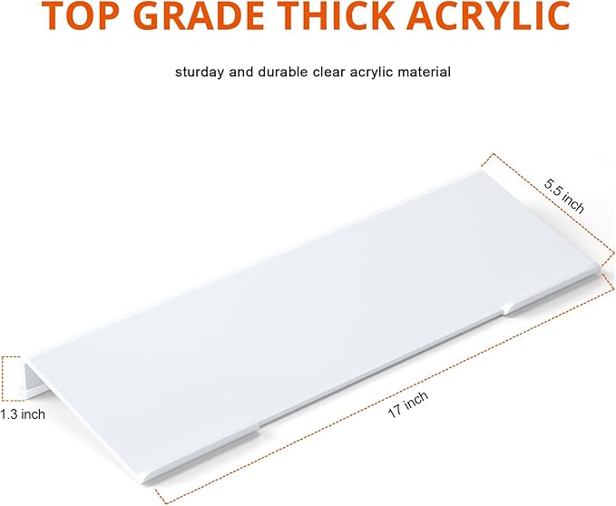 Richboom Acrylic Tilted Computer Keyboard Holder for Easy Ergonomic Typing, Keyboard Stand for Office Desk, Home, School, White