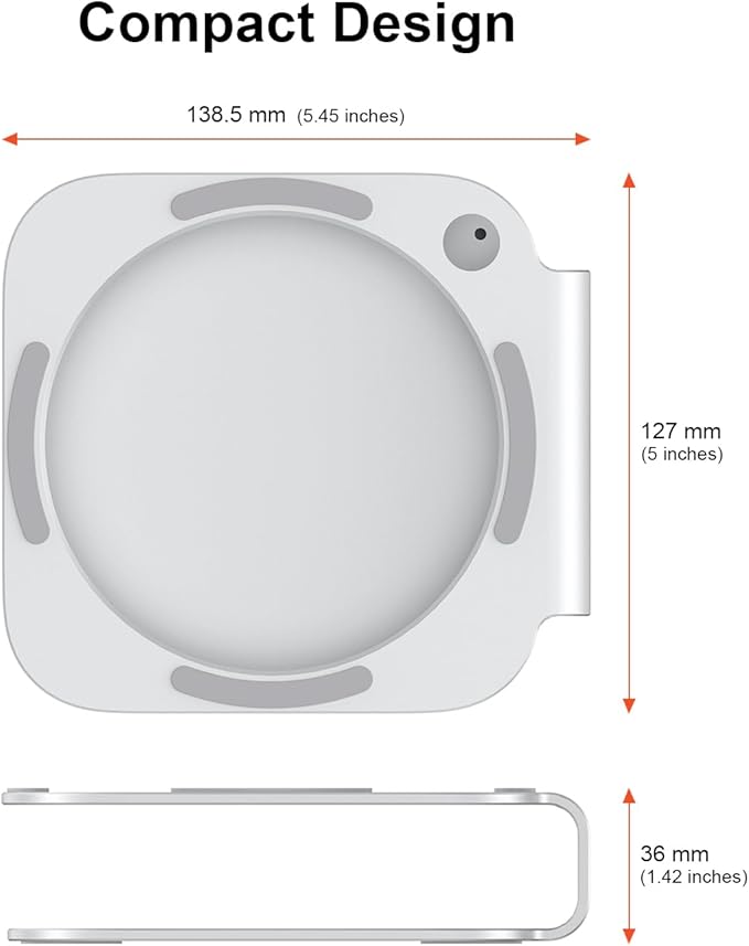 Qwiizlab Aluminum Stand for 2024 Mac mini M4/M4 Pro, Convenient Acess to Power Button, Anti-Scratch, Anti-Slip, Avoid Overheating, Durable and Sturdy Design (Silver)