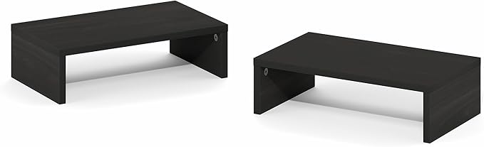 Furinno CLASSIC Monitor Stand Riser Set of 2, 15.7" Wide Dual Monitor Riser, Stackable Separable Laptop Stand for Desk, Desktop Organizers and Accessories, for Office Supplier, Espresso
