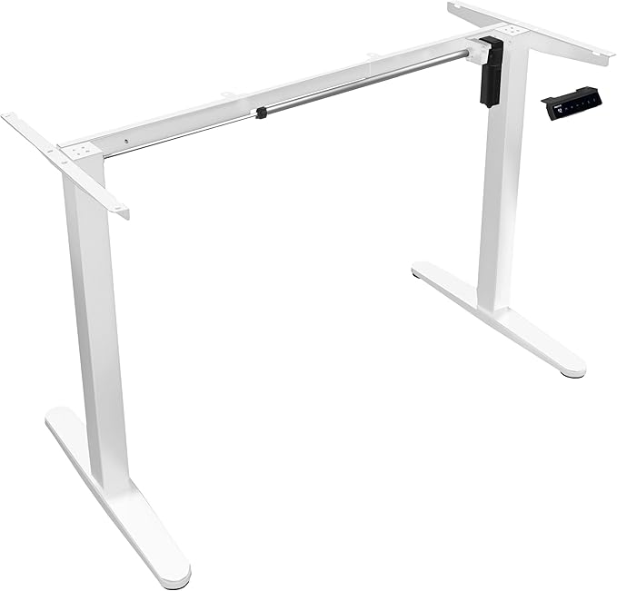 Mount-It! Motorized Electric Standing Desk Frame, Standing Desk Legs Raise up to 46.5", Sit Stand Desk Legs Adjustable Height with Memory Controller, Home and Office DIY Workstation in White
