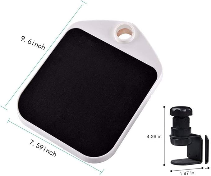 FUZADEL Mouse Platform Clamp On Under Desk Adjustable Mouse Tray Mount Swivel Desktop Shelf Wrist Rest Rotating 360 Degree