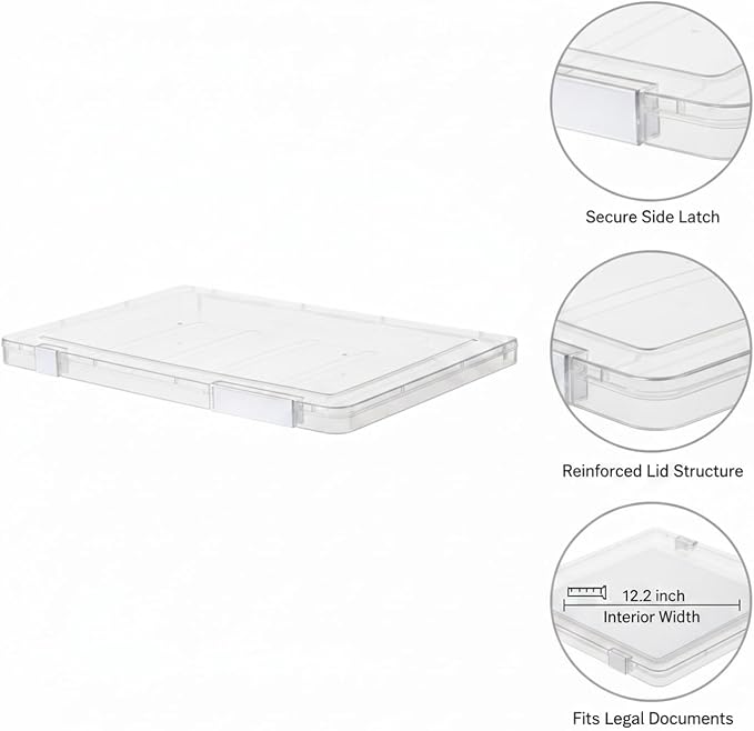 Easy-Access Stackable File Box with Lid, White PP Plastic Document Organizer for Legal Size Papers, Desktop Storage Bin (1 Pack)