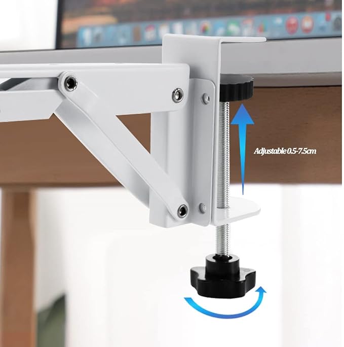 Desk Extender Clamp for DIY Custom Wooden Desk Extender Board (Board not Included), No-Punch Computer Keyboard Tray Clamp for Home or Office (White)