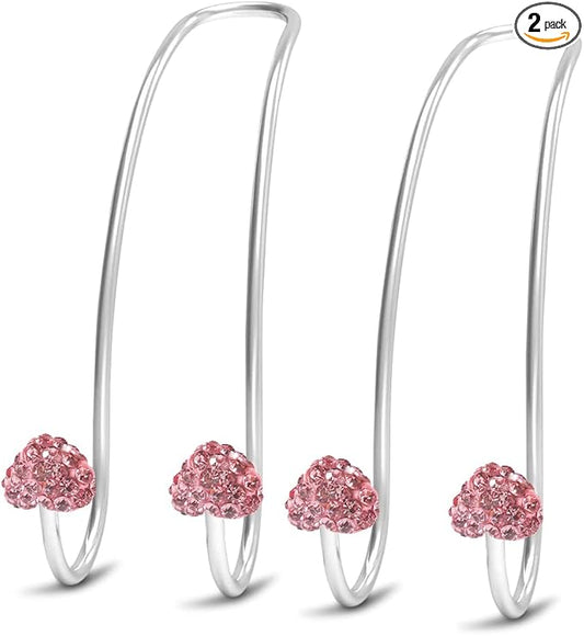 Pink Car Accessories for Women , 2 Pcs Hot Pink Car Decor Hooks for Purses and Bags, Durable Backseat Holder, Cute Heart-Style Heavy-duty Purse Hook Hangers, Storage Universal for SUV Truck & Van