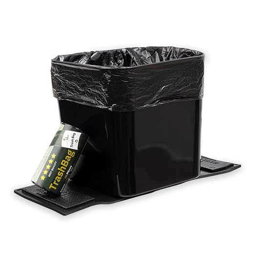 Car Trash Can with Stability Wings – Leakproof Portable Garbage Bin for Fabric & Rubber Mats – Compact Durable Plastic Auto Organizer for Cars, SUVs, Trucks (Black, Large)