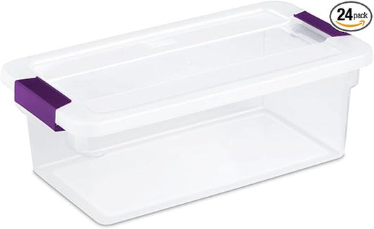 Sterilite 6 Qt ClearView Latch Storage Box Stackable Bin with Latching Lid, Plastic Container to Organize Shoes in Closet, Clear (24 Pack)