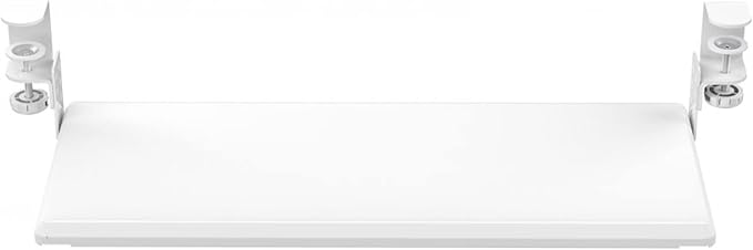 Stand Up Desk Store Large Clamp-On Retractable Adjustable Keyboard Tray | Improve Comfort While Increasing Desk Space - for Desktops Up to 1.5" Thick (33" W x 12.25" D) (White) (Large)