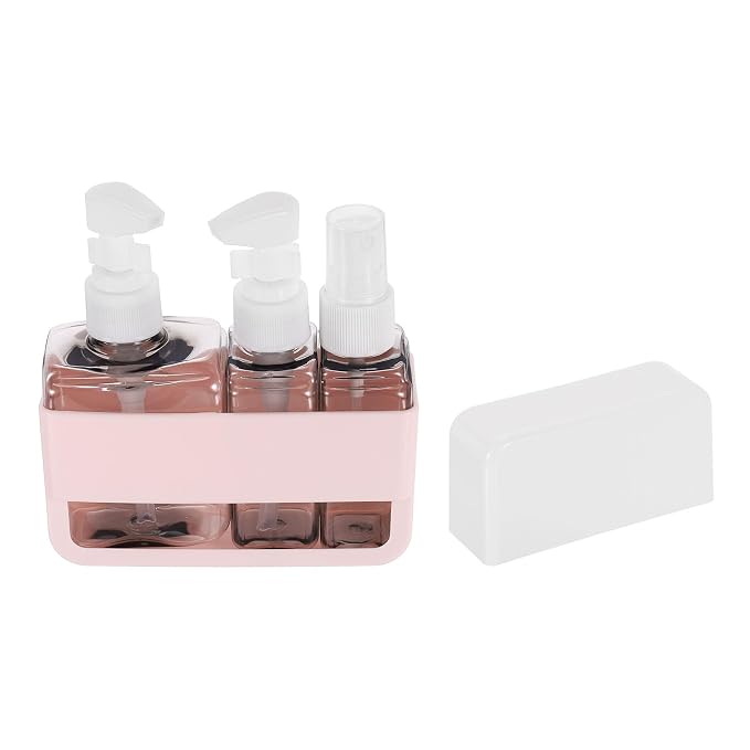 Travel Toiletries Bottles Set, Reusable 3-in-1 Kit Liquid Bottles Containers Leak Proof Spray & Lotion with Labels - Fitting for (Travel/Hotel/Gym/Perfume), 3Pcs & 50/100ml & Pink