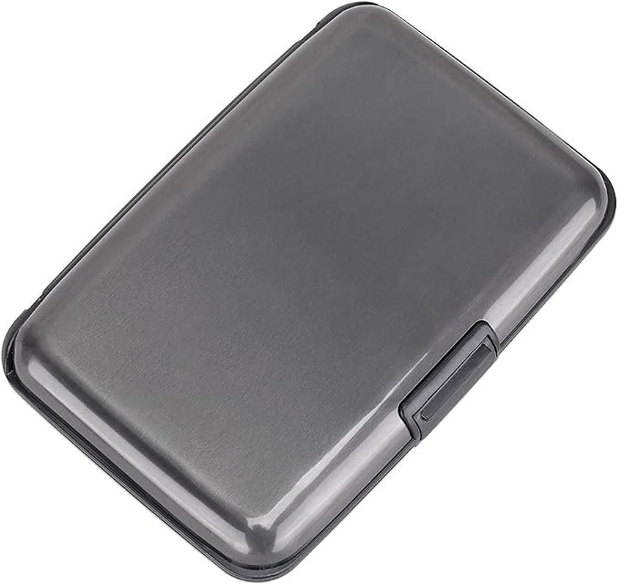 ELFISH RFID Blocking Credit Card Protector Aluminum ID Case Hard Shell Business Card Holders Metal Wallet for Men or Women（Gray