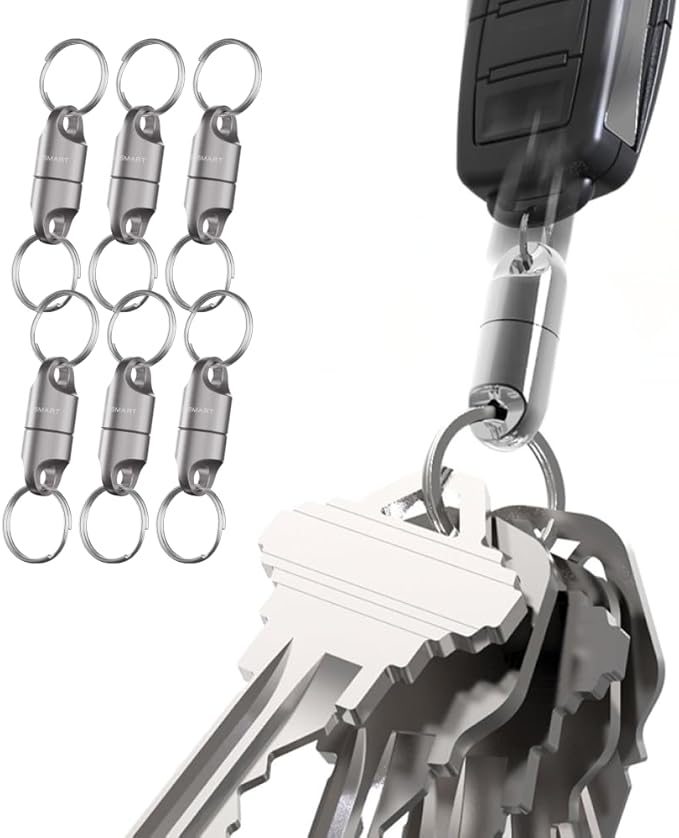 KeySmart MagConnect Magnetic Key Holder for Purse, Key Chains for Car Keys - Detachable Key Ring Quick Release Keychain
