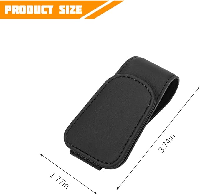 Sunglasses Holder for Car Visor, Microfiber Leather Magnetic Sun Visor Eyeglasses Hanger & Ticket Card Clip, Multi-Function Automotive Interior Glasses Mount, Universal Fit (Black)
