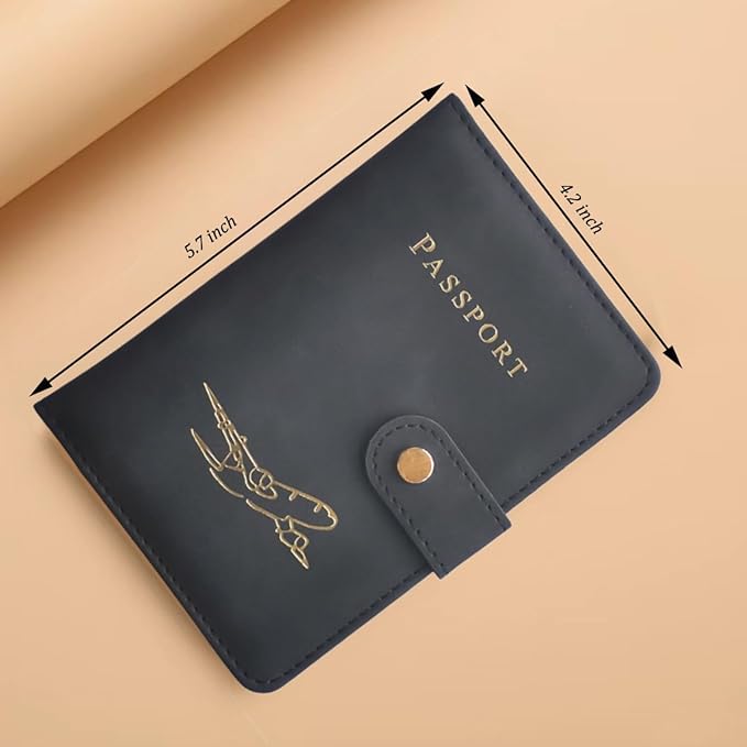 Passport Holder with Multiple Card Slots,RFID-Blocking Passport Cover,Stylish Unisex Design for Men & Women,Ideal Gift for Frequent Flyers (Passport+Boarding Pass+Vaccine Card)(BLACK)