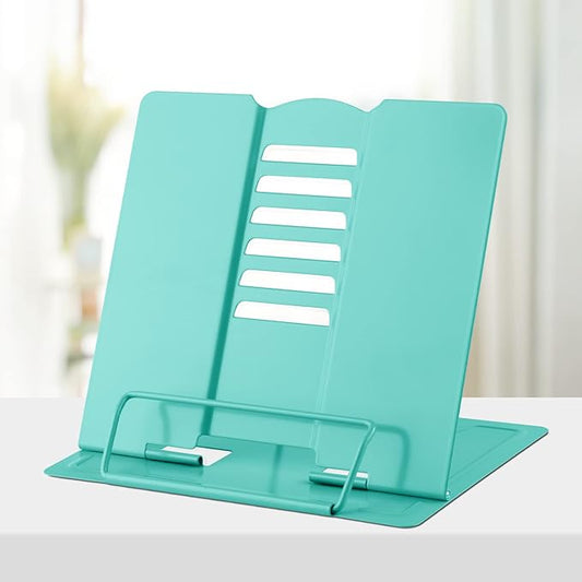 Honagu Book Stand Metal Desk Book Holder, Book Holders for Reading Hands Free, Adjustable Cookbook Documents Holder, Portable Bookstand for Music Books, Textbook, Recipe, Tablet, Ipad (Light Green)