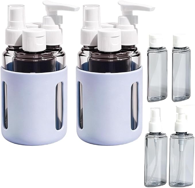 4 in 1 Travel Dispenser Bottles – 2026 New Leak Proof Portable Dispenser Bottle Set for Shampoo, Conditioner, Lotion & Cream, 4pcs 60ml Travel Dispensers for Vacation & Business (Set A)