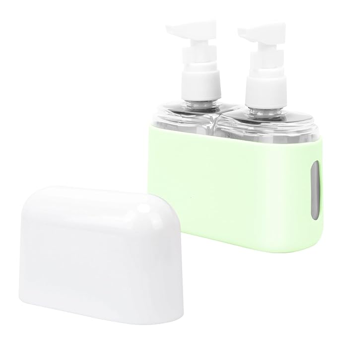 Skycase Travel Bottles - Leak Proof Refillable Tsa Approved Travel Size Toiletries, 2 in 1 Liquid Bottles Containers with Labels and Funnel Airplane Accessories Kits for Lotion Liquid (Green)