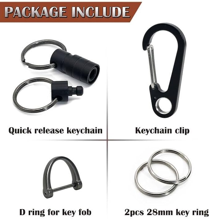 Quick Release Keychain Clip, Small Carabiner Clip & Pull Apart Detachable Key Ring, Car Key Chain Hooks Keyring