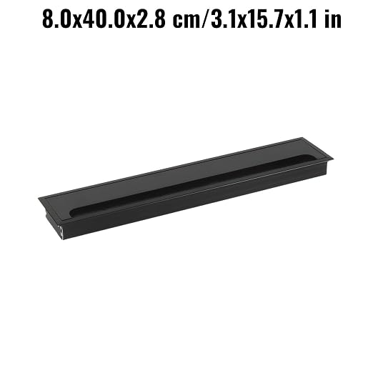 Desktop Cable Management Cover for Desk Organization - Aluminum Alloy Cable Box with Brush Seal (Black, 8.0x40.0x2.8 cm)