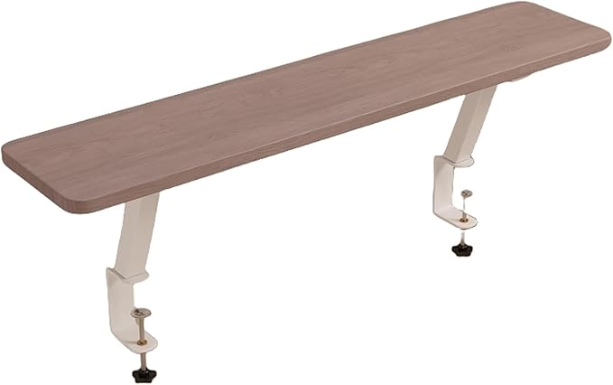 Clamp on Desk Shelf, Clamp on Shelf Stand for Monitor, Clamp-on Desk Mount Monitor Riser Computer Stands, C-Clamp Design with Rubber Pad, Clamp on Base, Spacious Storage Space(Walnut,60x20cm)