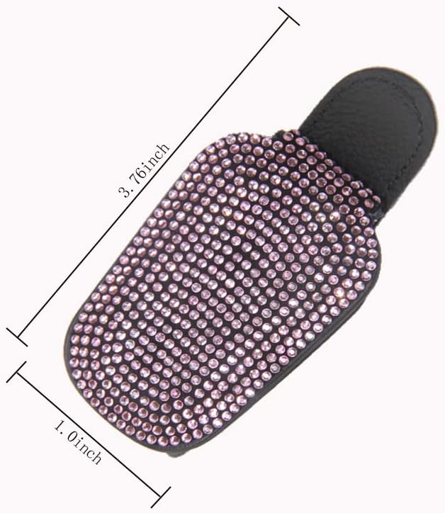 ACODABLEM Bling Car Glass Holder Sun Visor, Bling Crystal Rhinestone Sunglasses Magnetic Holder Mount Universal Eyeglasses Hanger Clip, Ticket Card Clip for Car, Car Sun Visor Accessories (Pink)