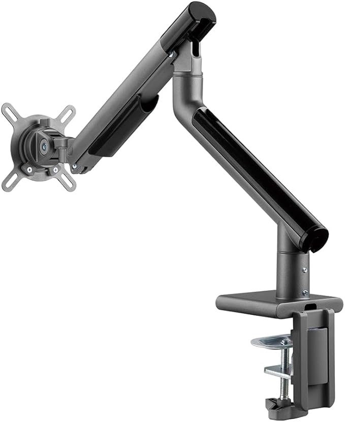 Desky Single Slim Monitor Arm ??Adjustable Desk Mount with Gas Spring, VESA 75/100, 360° Rotation, Cable Management, Fits Monitors Up to 32", 19.8 lbs Capacity (Space Grey