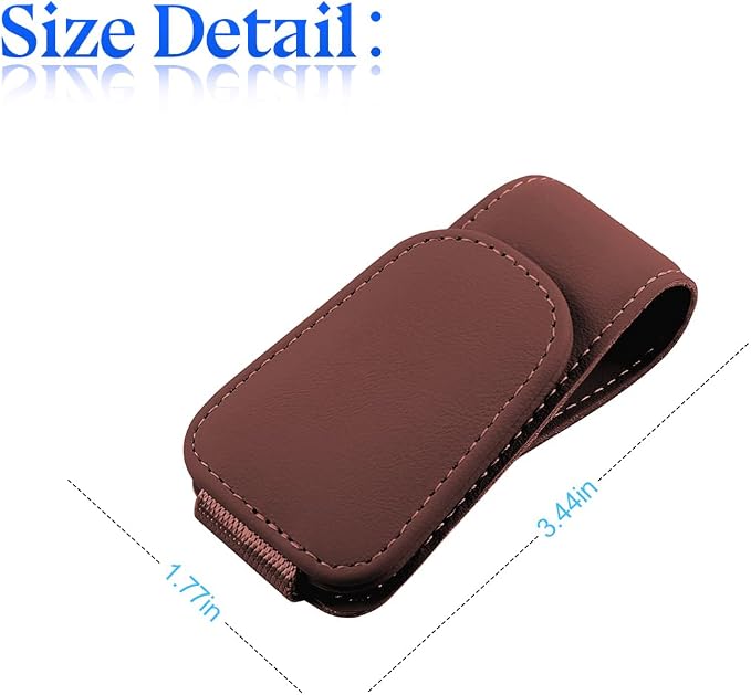 zipelo Sunglasses Holder for Car Sun Visor, Vehicle Magnetic Leather Eyeglass Hanger, Sun Glasses Mount Clip on Visors, Ticket Card Cash Organizer, Auto Interior Accessories (Wine Red, 1 PCS)