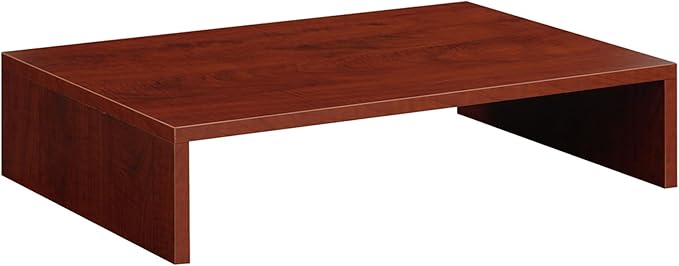 Pemberly Row Small Monitor Riser, 23.75 x 15.75 x 6.5 in, Cherry Finish, Compact Design with Storage Space, Easy Assembly, Perfect for Office Desk or Any Room