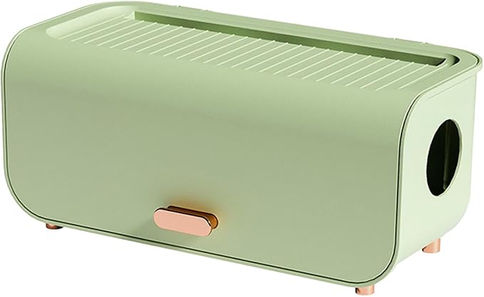 Alomejor Alomejor Cable Management Box Durable Easy Assemble Cord Organizer for Power Strips Chargers Wires for Desk Office Plastic (Brown) (Light Green)