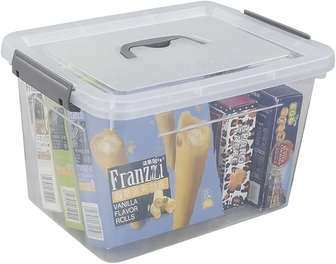 Jekiyo Clear Plastic Storage Bin, 12 Quart Latching Box with Lid, 1 Pack