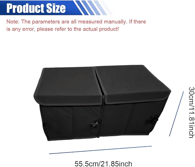 Car Trunk Organizer, Collapsible Multi Compartment Cargo Storage Box with Lid & Reinforced Handles, Adjustable Waterproof Vehicle Storage Organizer Accessories for Car SUV Truck (Black)