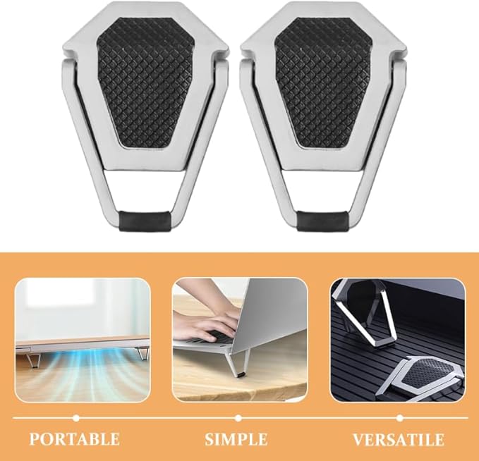 Angoily Portable Foldable Laptop Stand 4-Pack Ergonomic Invisible Computer Riser with Self-Adhesive Feet Cooling Pad for Desk Travel and Office