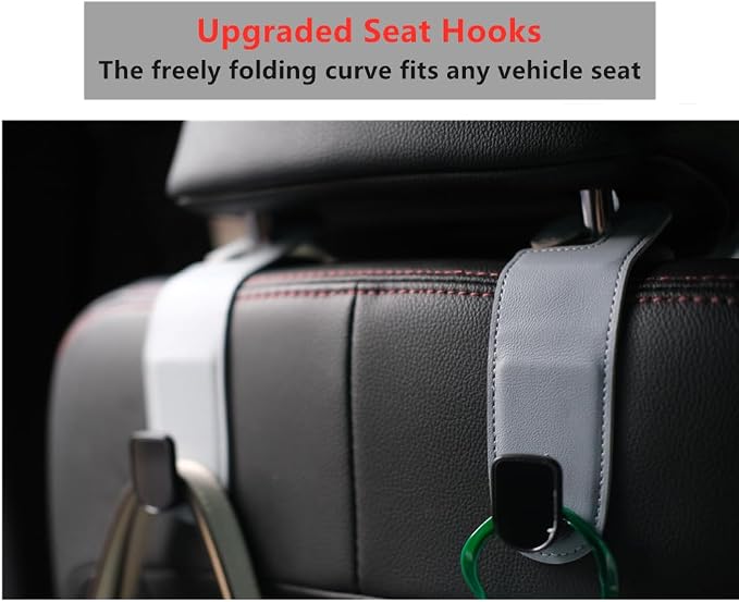 JEYODA Car Hooks for Purses and Bags,Flexible PU Vehicle Storage Hanger,Car Seat Back Organizer,Universal Hidden Multifunctional Headrest Hooks for Car，Home (beige)