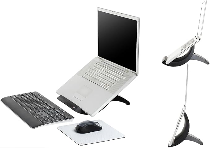 3M Vertical Notebook Computer Riser With Cable Management, 9" X 12" X 6.5" To 9.5", Black/charcoal Gray, Supports 20 Lbs