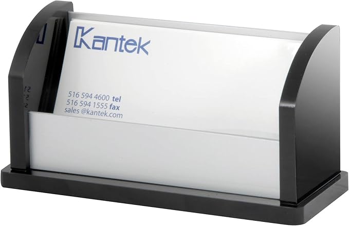 Kantek Black Acrylic and Aluminum Business Card Holder, 4.5-Inch Wide x 2-Inch Deep x 2.5-Inch High (BA330)