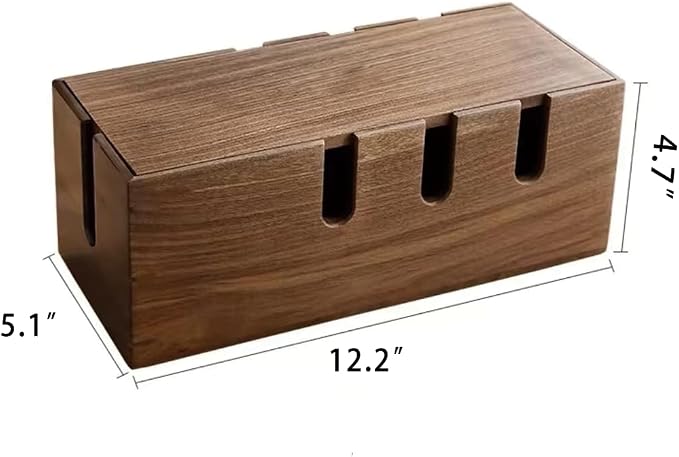 Cable Management Box-Large Cable Box and Cord Organizer Box for Power Line-Wooden Cable Box Organizer and Cord Hider Box-Wire Management Box and Hide Cords Desk