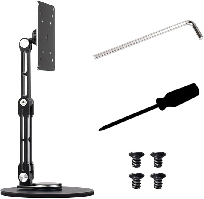 KLAYERS VESA Portable Monitor Stand, Adjustable Multi-Axis Stand for 19" & Smaller Displays, Weighted Base, Ergonomic & Foldable Design