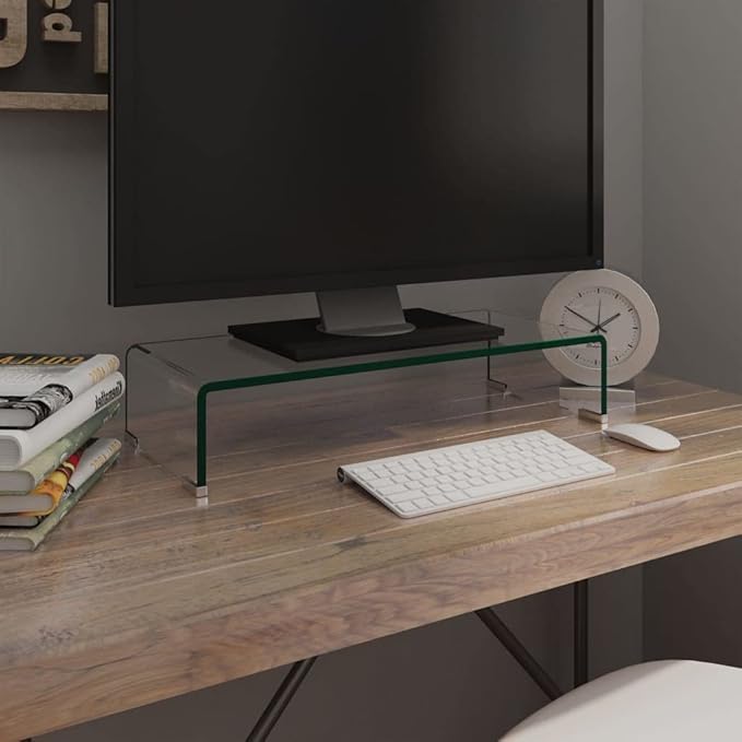 vidaXL TV Stand Clear Toughened Glass, Plastic 15.7 x 9.8 x 4.3 in