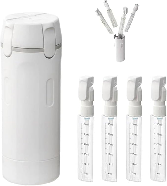 2026 New 4-in-1 Travel Bottles Set, Portable Leakproof Containers for Shampoo, Lotion & Conditioner, Transparent Travel Toiletries Bottle Set with Measurement Scale & Label (White)