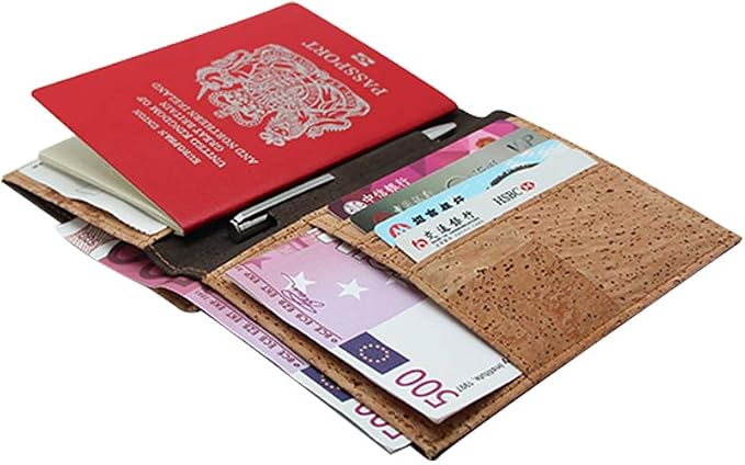 boshiho Passport Holder Wallet Cover RFID Blocking Vegan Cork Passport Case Travel Must Haves for Men Women (02-Cork)