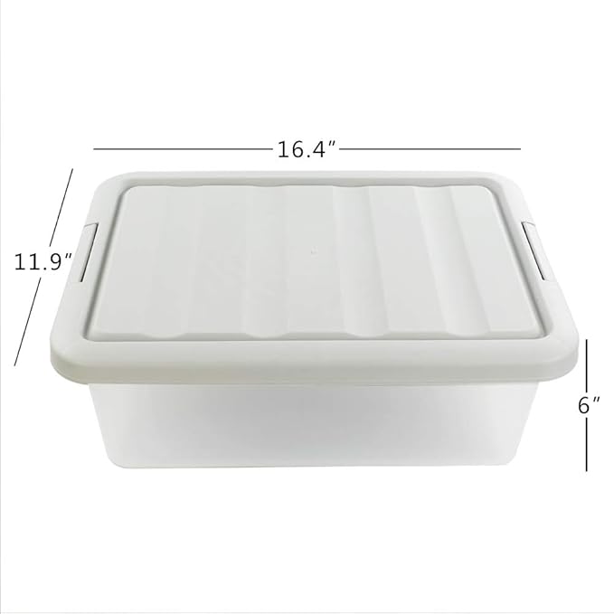 Wekioger Versatile Storage Organizer Plastic Bins with Lids, White 2 Packs, 14 Quart.