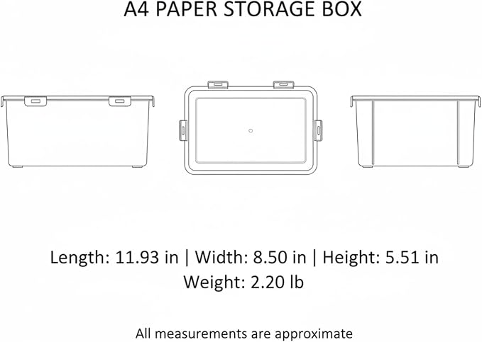Clear A4 Document Storage Box with Lid, Stackable PP File Organizer for Office Desk & Shelf