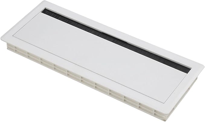 Cable Box Wire Organizer Cable Management Box Wire Holder Flip Brush Aluminum Alloy PP Dustproof Embedded Design Suitable for Office Desk, White