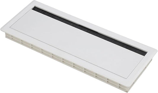 Cable Box Wire Organizer Cable Management Box Wire Holder Flip Brush Aluminum Alloy PP Dustproof Embedded Design Suitable for Office Desk, White