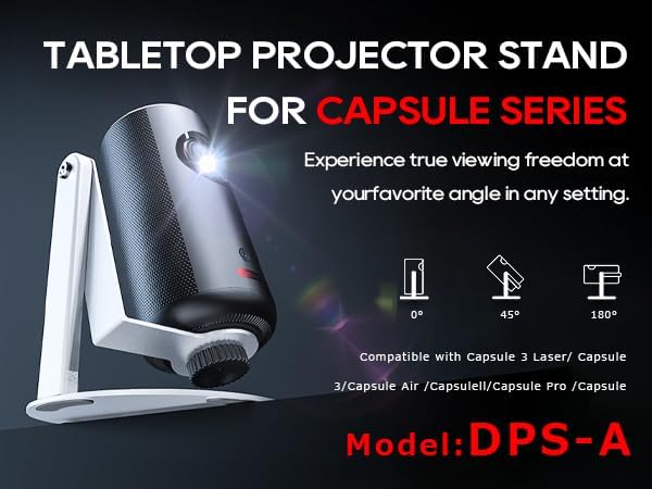 Projector Stand for Nebula Capsule Series & XGIMI Halo+(New) Works with Capsule 3/Air/Pro, Mini Projectors | Ceiling & Wall Projection, Height Adjustable, 360° Rotation | 1/4-Inch Screw(A-White)